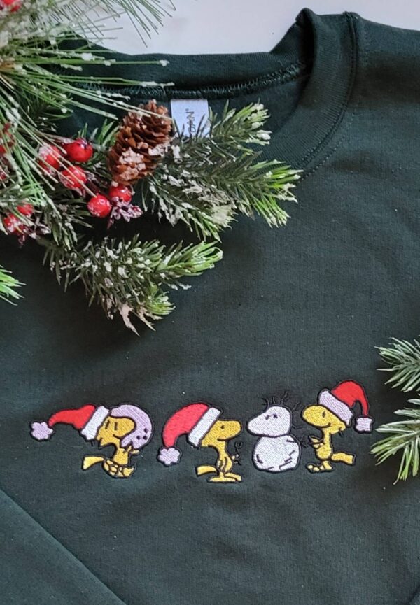 Snoopy Chatting With Snow Christmas Embroidered Sweatshirt