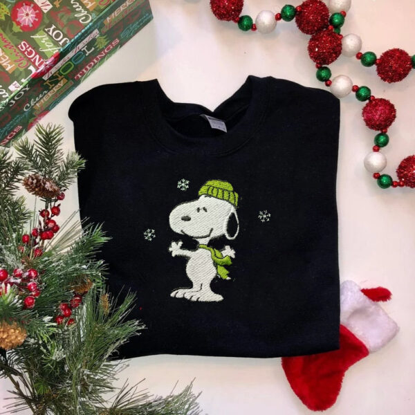 Snoopy Snowflakes Christmas Embroidered Sweatshirt