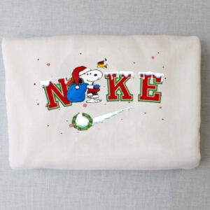 Snow Nike Santa Snoopy And Woodstock Christmas Sweatshirt