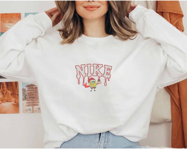 Spongebob Drip Nike Embroidered Christmas Sweatshirt Hoodie Tee