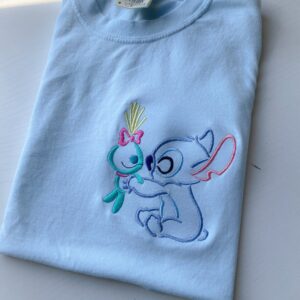 Stitch And Scrump Disney Embroidered Sweatshirt Hoodie Tee