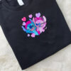 Stitch Grinning Holding Sunflower Embroidered Sweatshirt