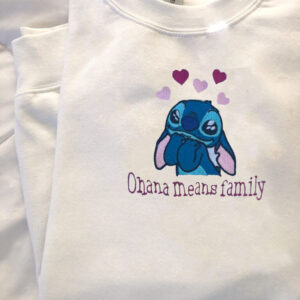 Stitch Hearts Ohana Means Family Embroidered Sweatshirt