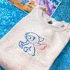 Stitch Angel Love Heart Couple Embroidered Sweatshirt