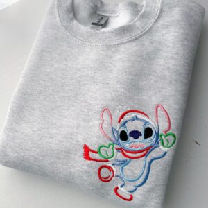 Stitch Welcome Christmas Embroidered Sweatshirt