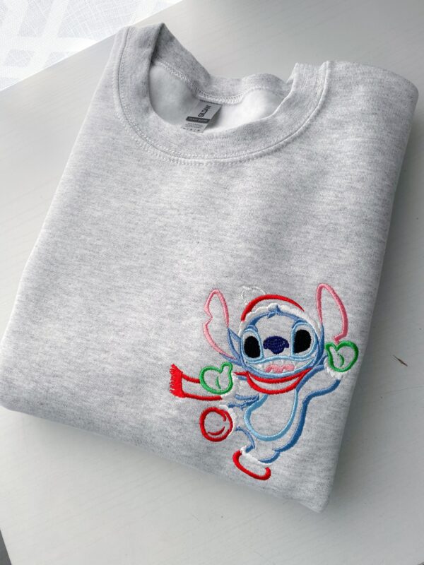 Stitch Welcome Christmas Embroidered Sweatshirt