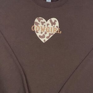 Vintage Brown Heart Cowgirl Embroidered Hoodie Sweatshirt Tee