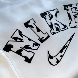 Vintage White Black Nike Cow Print Hoodie Sweatshirt Tee