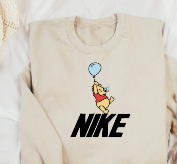 Vintage Winnie The Pooh Holding Balloon Nike Print Sweatshirt