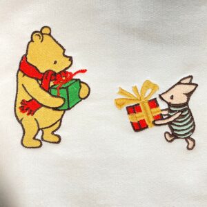 Winnie the Pooh Piglet Giving Christmas Gifts Each Other Embroidered Sweatshirt