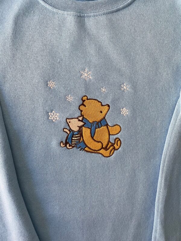 Winnie the Pooh Pigley Together Enjoying Winter Embroidered Sweatshirt