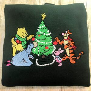 Winnie the Pooh & Friends Decor Christmas Tree Embroidered Sweatshirt