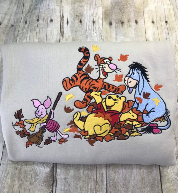 Winnie The Pooh & Friends Enjoy Fall Season Embroidered Sweatshirt