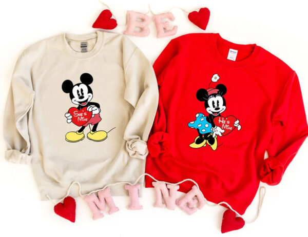 Love Heart Valentines Day Mickey Minnie Shirt