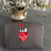 Valentines Day Snoopy XOXO Heart Embroidered Sweatshirt