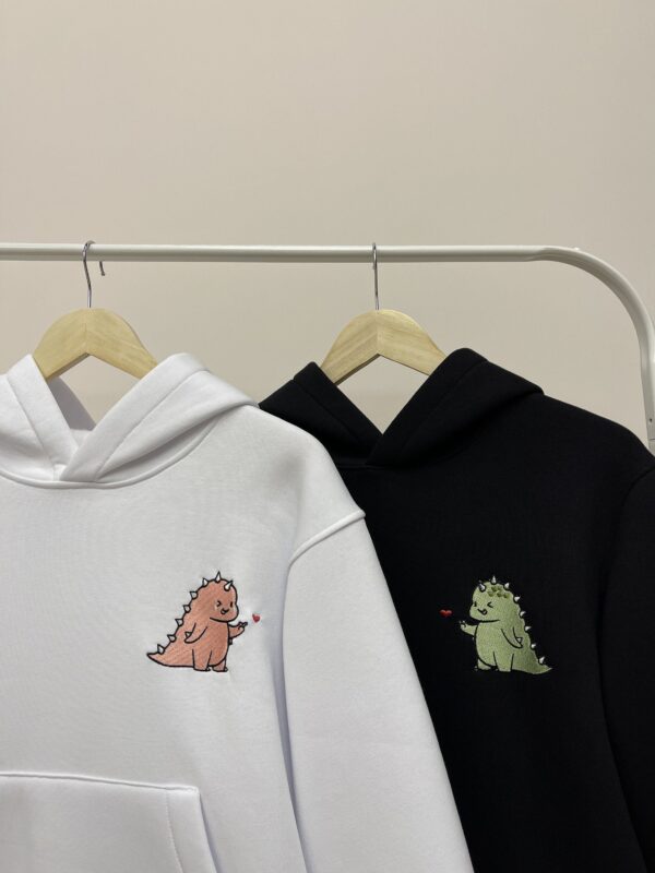 Couple Embroidered Dragon Dinosaur Hoodies