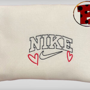 Couple Hearts Valentines Nike Embroidered Sweatshirt