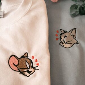 Couple Valentine Tom and Jerry Embroidered Sweatshirt