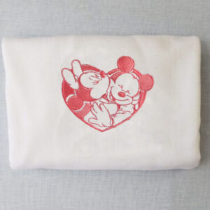 Disney Valentine Mickey Minnie In Love Heart Embroidered Sweatshirt