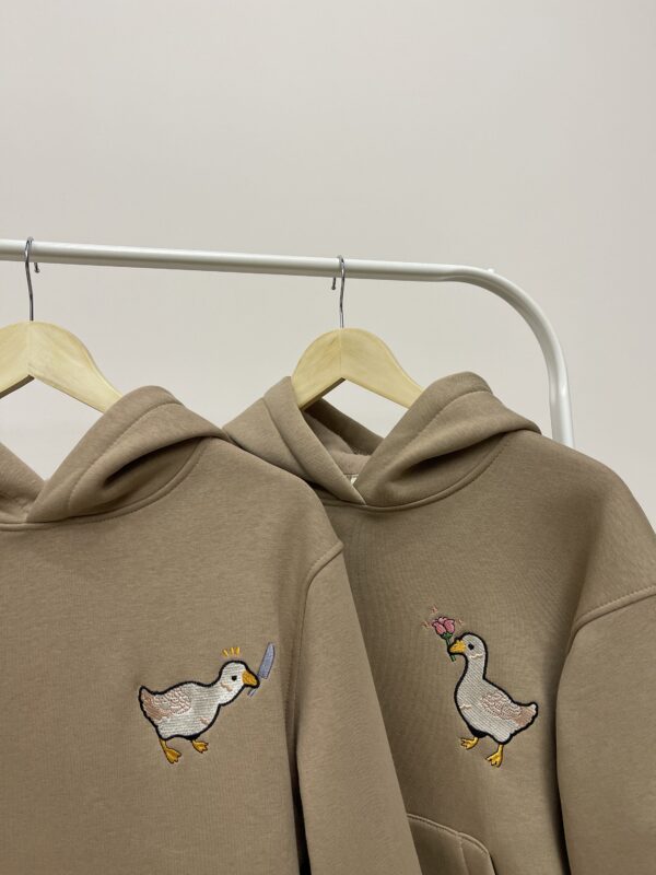 Embroidered Couple Animal Goose Geese Hoodies