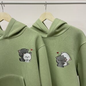 Embroidered Couple Anime Cat Hoodies