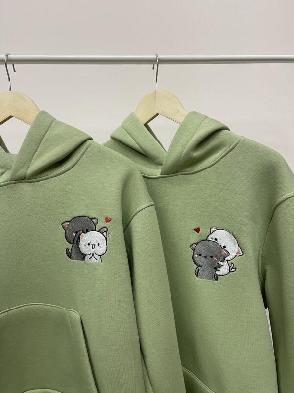 Embroidered Couple Anime Cat Hoodies