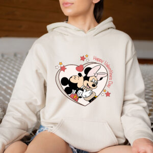 Happy Valentines Day Mickey and Minnie Kissing Hoodie