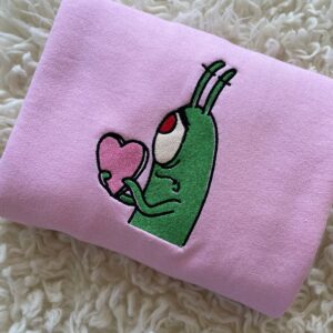 Valentine Plankton SpongeBob Holding Heart Embroidered Sweatshirt