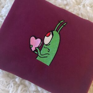 Valentine Plankton SpongeBob Holding Heart Embroidered Sweatshirt