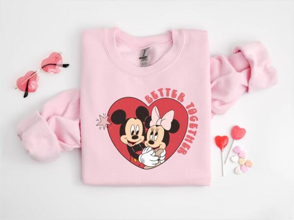 Disney Valentine Better Together Mickey Minnie Shirt