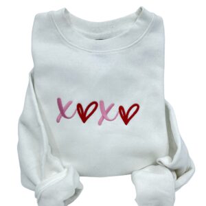 Valentine XOXO Embroidered Sweatshirt Hoodie Tee