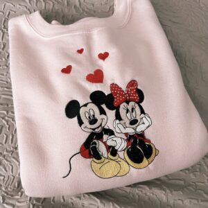 Minnie and Mickey Valentines Embroidered Sweatshirt