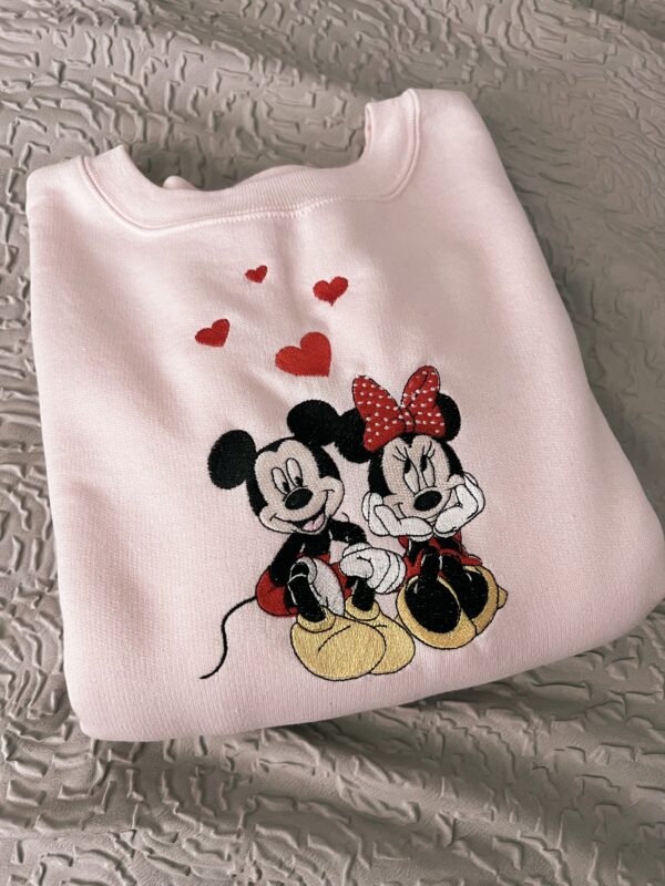 Minnie and Mickey Valentines Embroidered Sweatshirt