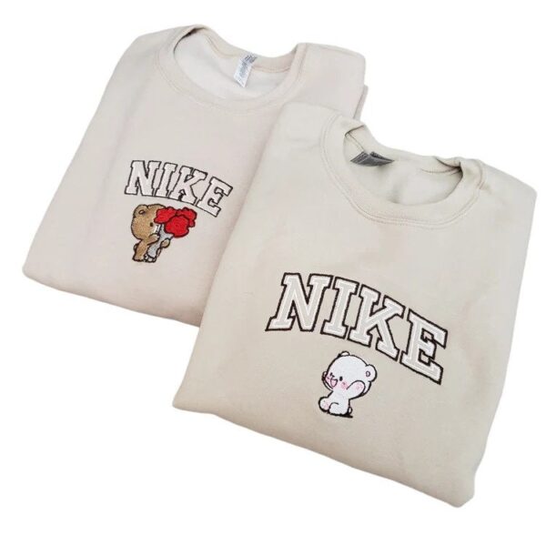 Nike Milk and Mocha Bear Valentine Embroidered Couple Sweatshirt