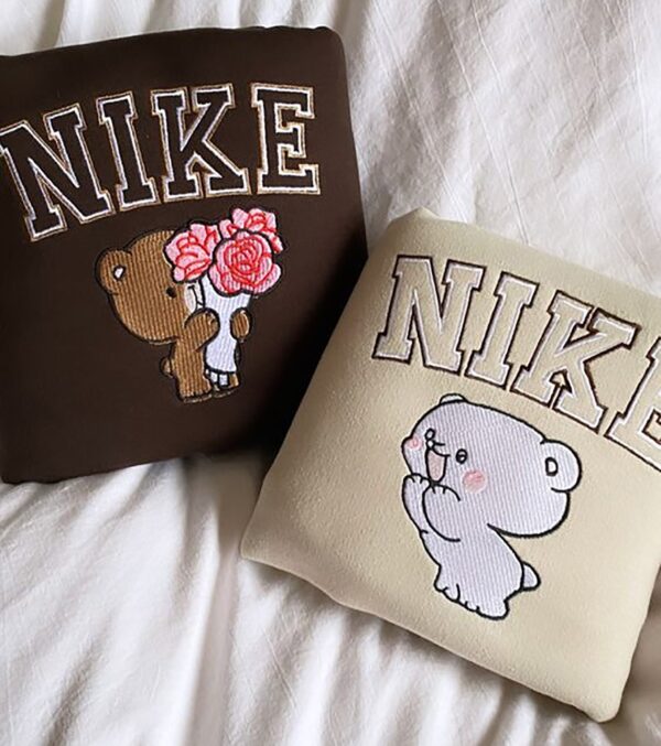 Nike Valentine Milk and Mocha Bear Embroidered Couple Sweatshirt