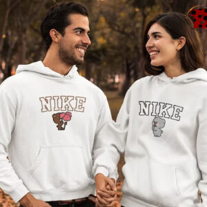 Nike Valentines Cartoon Bear Couple Embroidered Hoodie