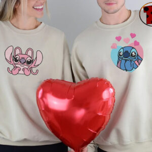 Valentine Couple Stitch Angel Embroidered Sweatshirt