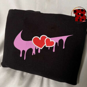 Swoosh Nike Hearts Valentines Embroidered Sweatshirt