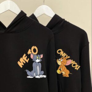 Tom and Jerry Cartoon Character Printed Couple Hoodie