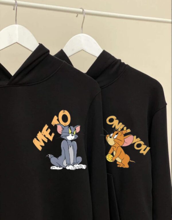 Tom and Jerry Cartoon Character Printed Couple Hoodie