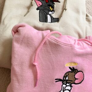 Tom and Jerry Matching Embroidered Hoodies