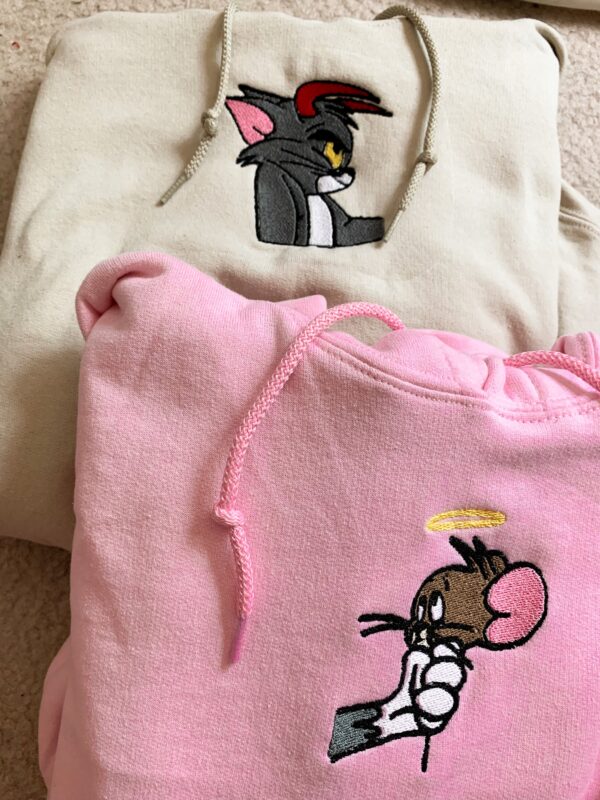 Tom and Jerry Matching Embroidered Hoodies