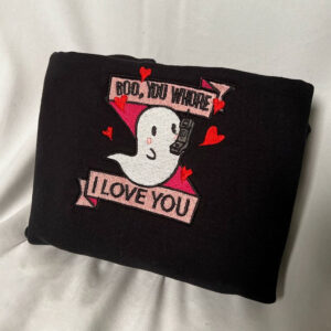 Valentine Boo Love You Embroidered Sweatshirt