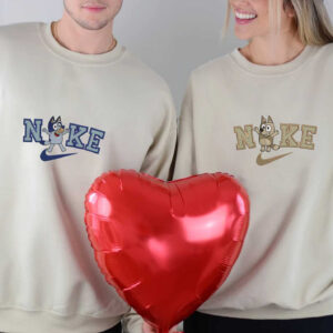 Valentine Cartoon Bluey Nike Embroidered Sweatshirt