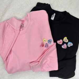 Valentine Embroidered Conversation Hearts Sweatshirt