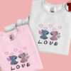 Stitch Angle Love Heart  Valentine Embroidered Sweatshirt