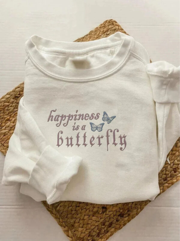 Happiness Is A Butterfly Lana Del Rey Embroidered Sweatshirt