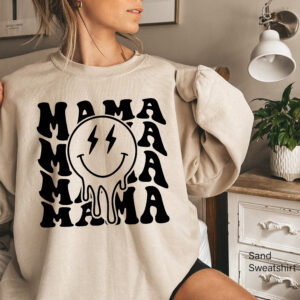 Mama Smiley Happy Face Drip Sweatshirt