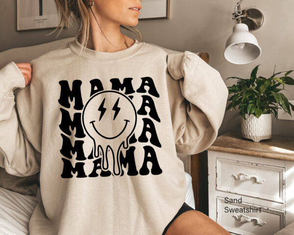 Mama Smiley Happy Face Drip Sweatshirt