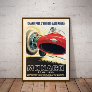 1955 Monaco Grand Prix Poster Decor Art